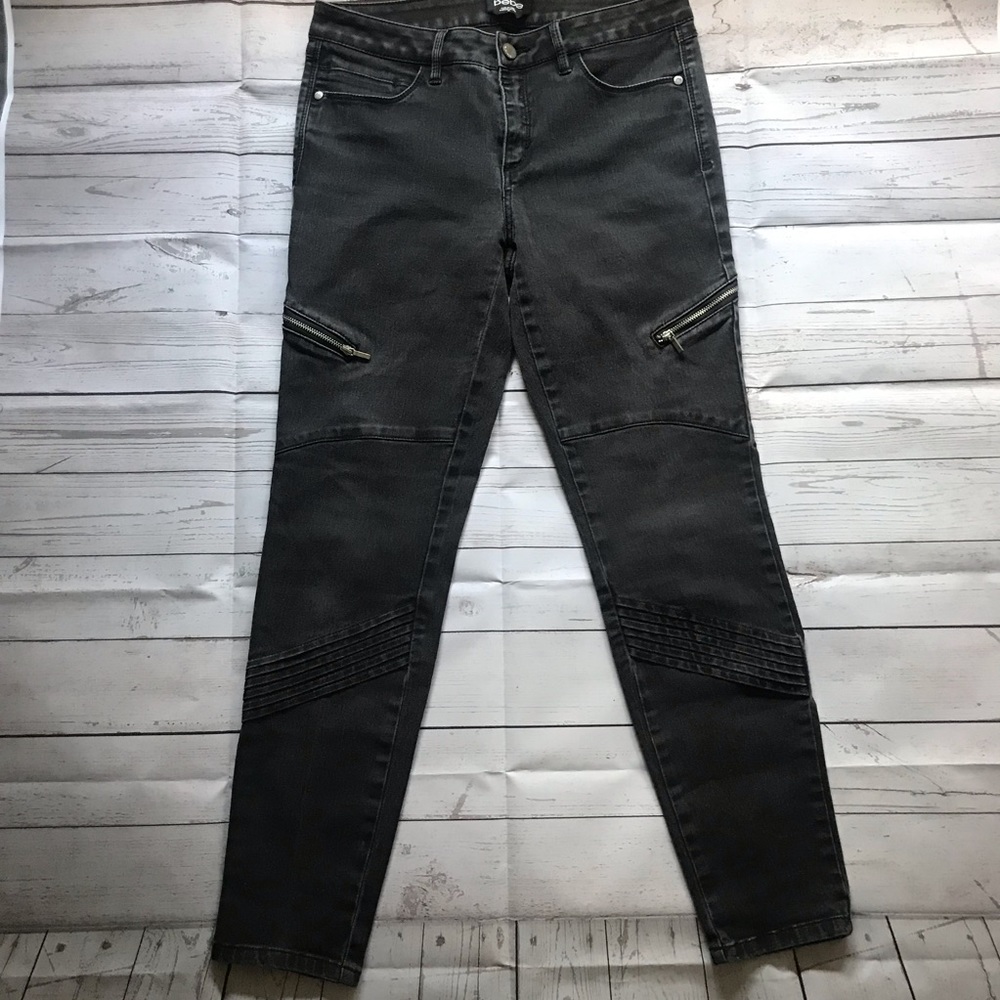 Bebe Moto Zip Skinny Jeans Black